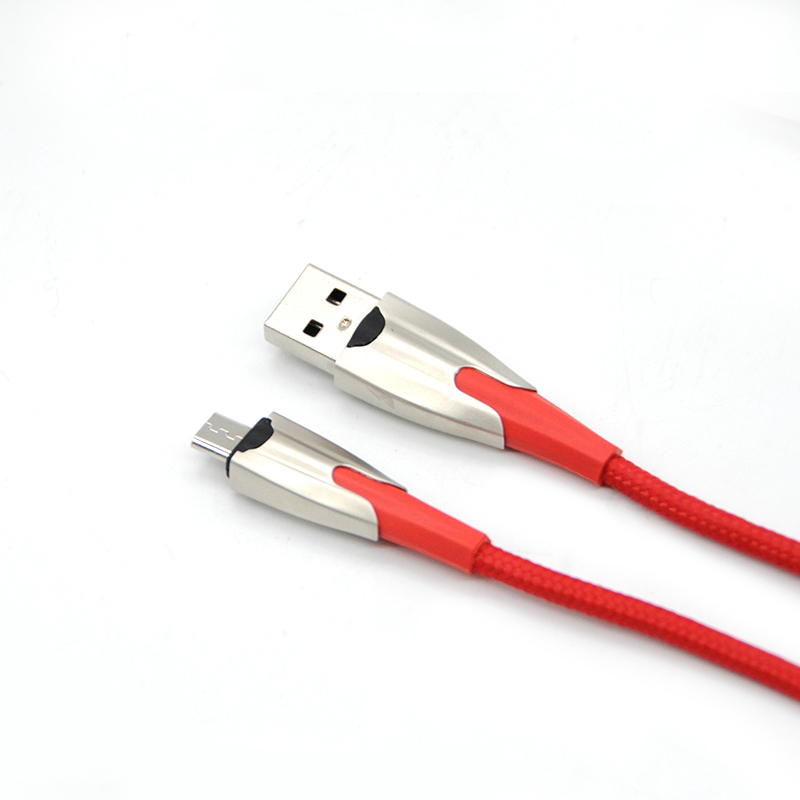 Avispón verde 1M 2A nylon trenzado micro cable de carga de datos USB