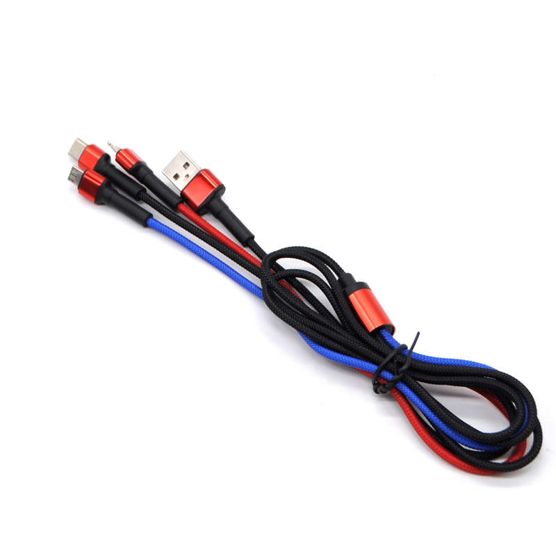 Suministro directo de fábrica al por mayor 3 en 1 línea de carga rápida multifuncional Cable de transmisión de fecha USB
