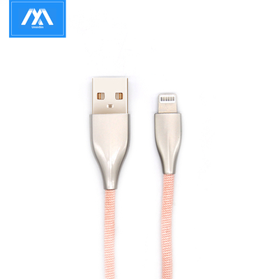 Aleación de zinc Cable de iPhone trenzado de nylon rosa precioso Cable de cargador de datos