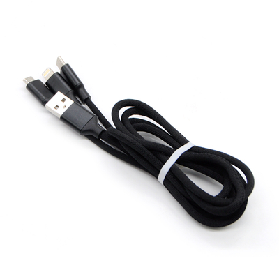 Cables de carga rápida trenzados de nylon tipo C Cargador de teléfono Cable de carga USB Micro Data 3 en 1 para iPhone Apple