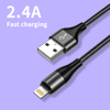 Amazon Hot Selling 3ft 6ft 5V/2.4A Cable trenzado de cable USB de carga rápida para el cargador de iPhone para el cable de datos Lightning