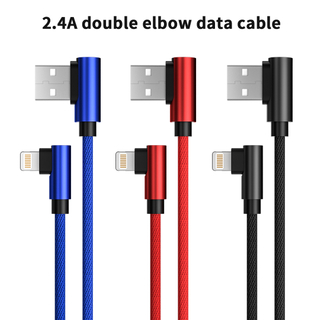 Cable de cargador de datos USB de 90 grados para iPhone para iPad Tipo C Micro USB para Samsung para Huawei Phone Short Cord Carg
