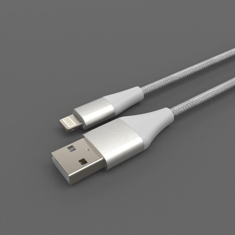 Relámpago trenzado de nylon con carcasa de aluminio a cable USB 2.0 para teléfono móvil